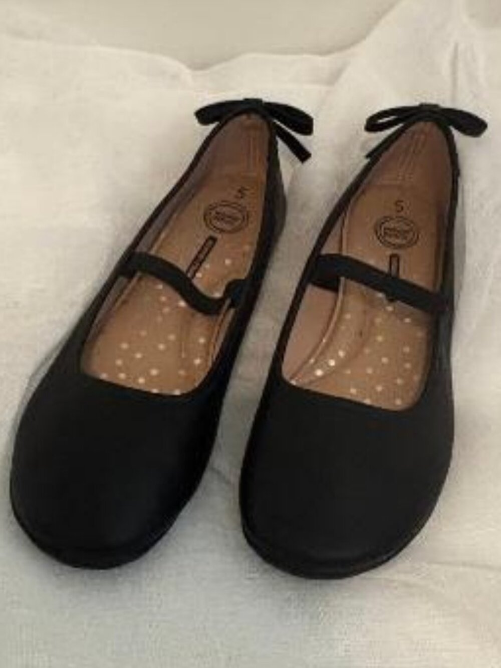 Wonder Nation Women's/Girl’s Black Mary Jane Ballet Flats Leather Slip-On Bow 5